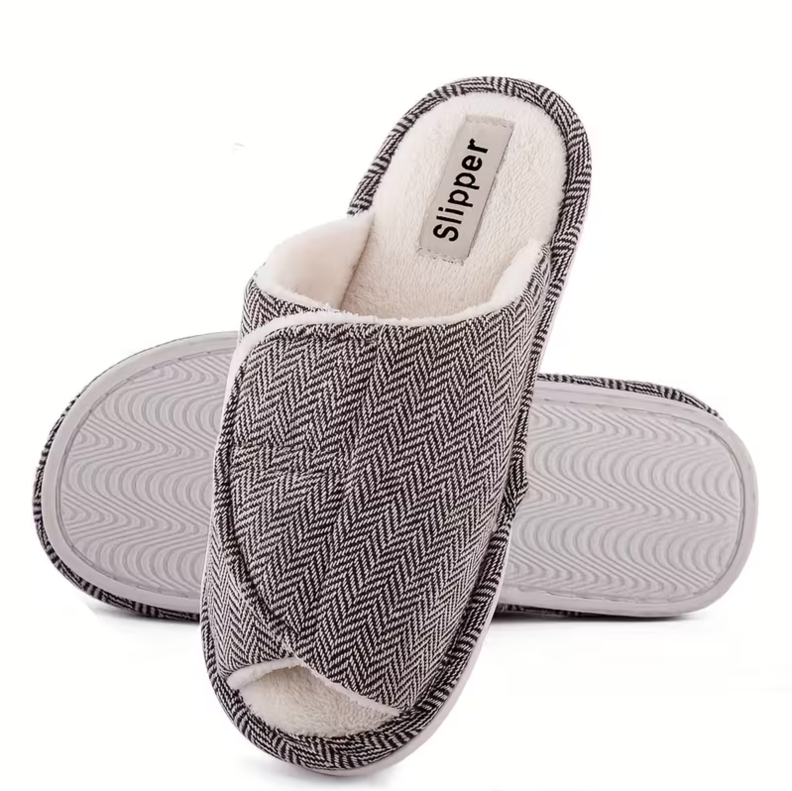 Velosria Herringbone Open-Toe Mule Slipper